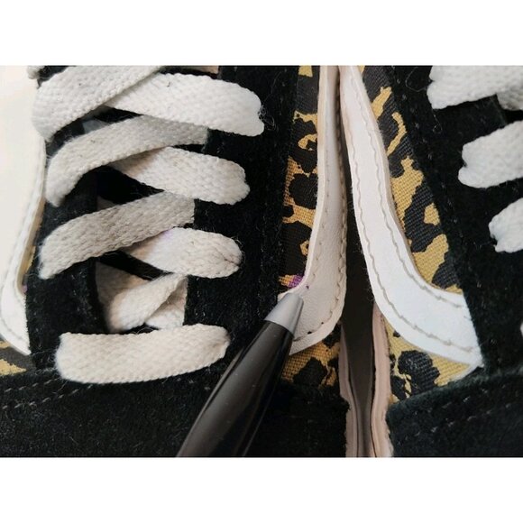 Vans Comfycush Old Skool Black Suede Cheetah Print Girls 1 Kids 721356 - Picture 4 of 11